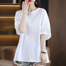 아베크 여성용 기본 레이어드 단색 반팔 티셔츠