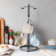 Dimon鐵製馬克杯6個掛勾, 灰色, 1個