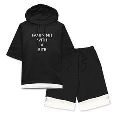 YTCLOSET 日常配色短袖連帽T恤短褲運動上下套裝