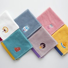 CHUNGMU TOWEL Cloud Mang 麵包理髮廳 30支紗卡通附掛環擦手巾 6件組, 1套, 6種