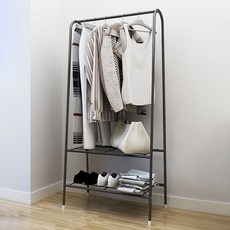 Growthome 層架收納型組裝式站立衣架 掛衣架, 黑色
