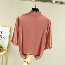 여성용 모달 터틀넥 하프 탑