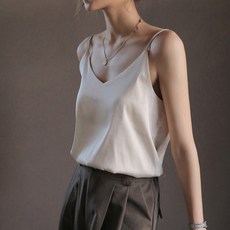 Goodif 女款絲質V領細肩帶上衣