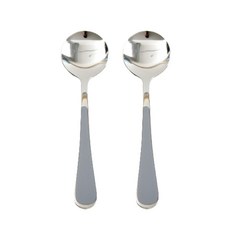 Willive 韓國製 304不鏽鋼 Nino 陶瓷兒童餐具, 灰色, 單品, 2個