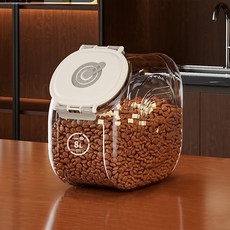 PASTEL PET 寵物旋鈕密封飼料儲存桶, 1個, 8L, 灰色