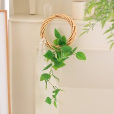 ScentBasket 自然花環掛飾 懸掛式黃金葛圓形花環 20公分, 混合色