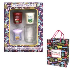 YANKee CANDLe 許願燭 49g x 3入 + 透明燭杯 + 提袋, 隨機出貨