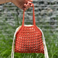 MystiKotita DIY CC紗迷你Jojo網袋編織材料包 影片教學課程套組, 1套, 印地安橘