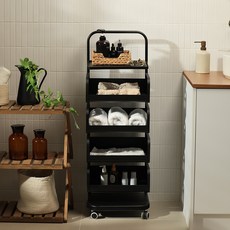 라이크하우스 철제 높이조절 트롤리, 블랙, 5단