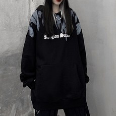 다크한 느낌의 패셔니스타 루즈핏 임산부 후드티