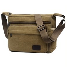 Hilio 男士郵差包 日常單肩包 斜背包, 01 米色