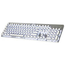 ABKO 方形復古軸交換機械有線鍵盤, 白, K840 方形, 茶軸