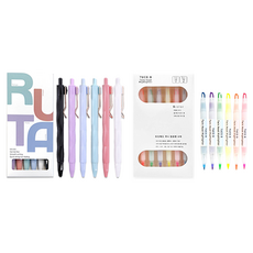 TUCO.B Lutapen 6色 0.5mm + 雙頭透明螢光筆 6色套組, 混合色, 1套