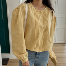 화이트폭스 핀턱 코튼 레이스 블라우스