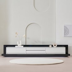 데코퍼니쳐 레이즈 거실 수납장 4단 2300 방문설치, 화이트 블랙