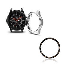 DC NET WORK Galaxy Watch TPU保護殼 42mm+鋁製錶圈, 銀色(外殼)+隨機出貨(擋板環)