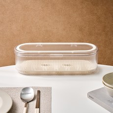 모던하우스 물빠짐 트레이로 편리한 올클리어 수저통, 1개, 크림