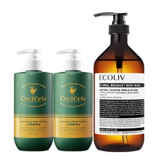 CeciCela 檸檬馬鞭草身體去角質凝膠 500ml 2入+花香沐浴露 1000ml, 1套