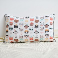 ahtty blanc 純棉四季防蟎可調高度嬰兒枕, 貓咪朋友