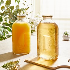 方形果汁玻璃瓶 12入, 單色, 1.5L