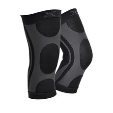 LEADER X 遠紅外線加壓透氣抗菌抑臭護膝腿套, 黑色, 1雙