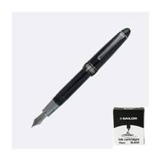 SAILOR 寫樂 Profit 21 Black Luster 鋼筆 + 12入墨水管超值組, F, 黑色(鋼筆), 黑色(墨水)