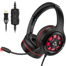 1Mii 7.1 聲道立體聲 USB 遊戲耳機, EG03, 全黑
