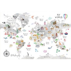 地圖.com 我的世界地圖插畫 世界地圖 80 x 60 cm, 1個