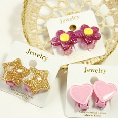 Bidangil 女童用星花亮片髮夾 3款 x 2入組