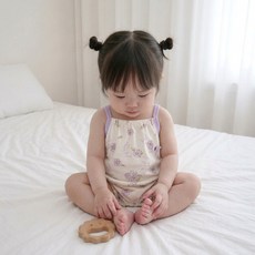 스타도어 유아용 큐트패턴 얇은 끈나시 롬퍼