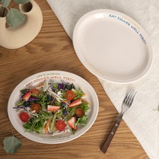 시라쿠스 뉴욕 레터 레터링 브런치 오벌 타원접시 2종 세트, 1세트, 1세트, 오렌지, 블루