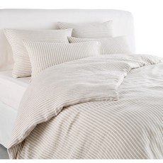 亞麻條紋被套, 米色