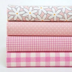 20支棉布料4件組, 1套, 粉紅茉莉花