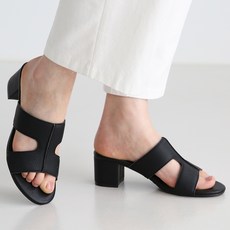 dangolunni 女性用巴哈馬牛皮舒適穆勒拖鞋 5cm, 250, 黑色