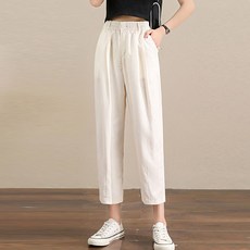 레몬소울 여성용 라르 썸머 밴딩 일자 8부 팬츠