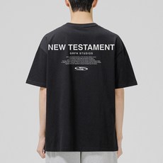 그랜피니 어센틱 오버핏 뉴 테스터먼트 프린팅 라운드 통기성 20수 반팔 티셔츠