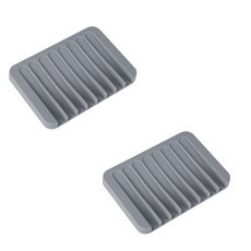 Pause生活健康 矽膠浴室排水多用途肥皂架, 2個, 灰色