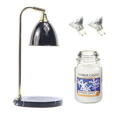 YANKee CANDLe 暖燈 + 大罐蠟燭 午夜茉莉 + 燈泡2入組, 大理石黑