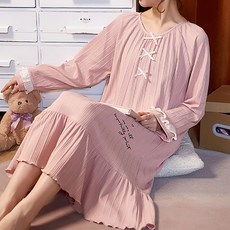 大尺碼孕婦荷葉邊睡衣連身裙