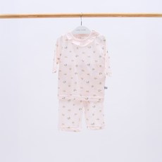 cubynmom 嬰幼兒艾蜜莉花朵網眼七分袖家居服套裝