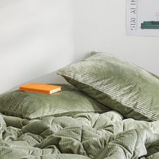 Arpeggio Basic 直條超細纖維加絨薄被, 法式綠