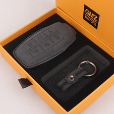 GMZ MOTORS 汽車鑰匙殼 汽車皮革智能鑰匙殼 Alcantara, 黑色, 捷尼賽思 6鍵 GS02