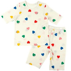 Maykids 童款滿版愛心七分袖家居服套裝