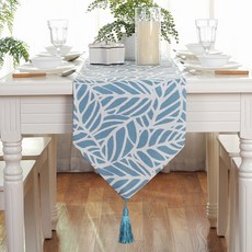 JCP 葉子圖案桌旗, 天空藍, L(32 x 200 cm), 1個