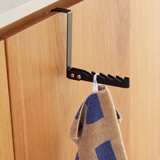 HOMENHOUSE Lumi 鐵製折疊5鉤門後掛鉤, 黑色, 1個