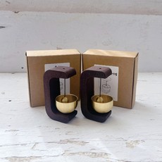 러블리팜 행운을 부르는 우드 황동 도어벨 2p, 옵션1.오크브라운 2개세트, 1 오크브라운