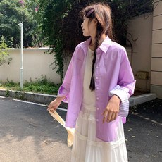 DMELD 女款Purpleholic捲袖浪漫休閒襯衫 EO032