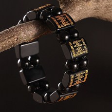 Buddhabest 幸運的願望達成六字真言念珠黑曜石手鍊