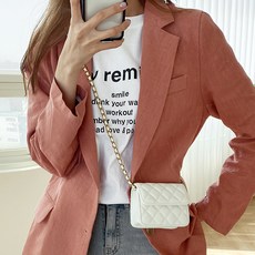 FROMHEAVEN Minerve 菱格紋鏈條迷你斜背包 C574, 白色