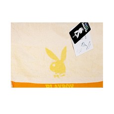PLAYBOY 奢華段條毛巾 33*76CM 純棉柔軟吸水手巾, 黃色, 1入